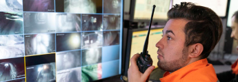Mining security worker uses MOTOTRBO radios to secure the grounds. 
