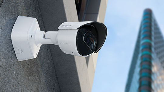 Avigilon camera mounted outside in city