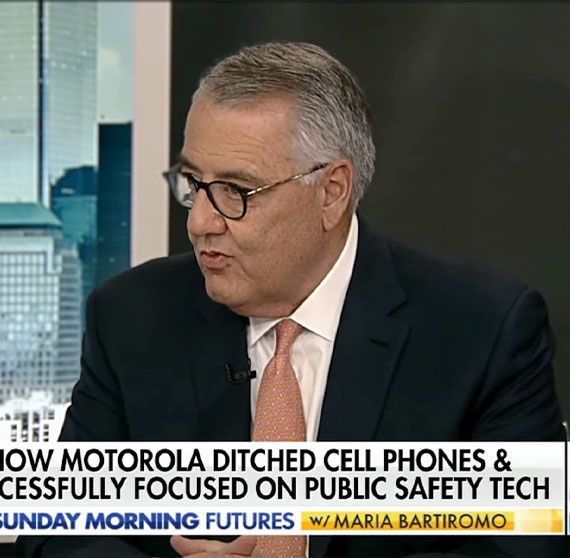 Image of Motorola Solutions Chairman and CEO Greg Brown being interviewed on Fox News