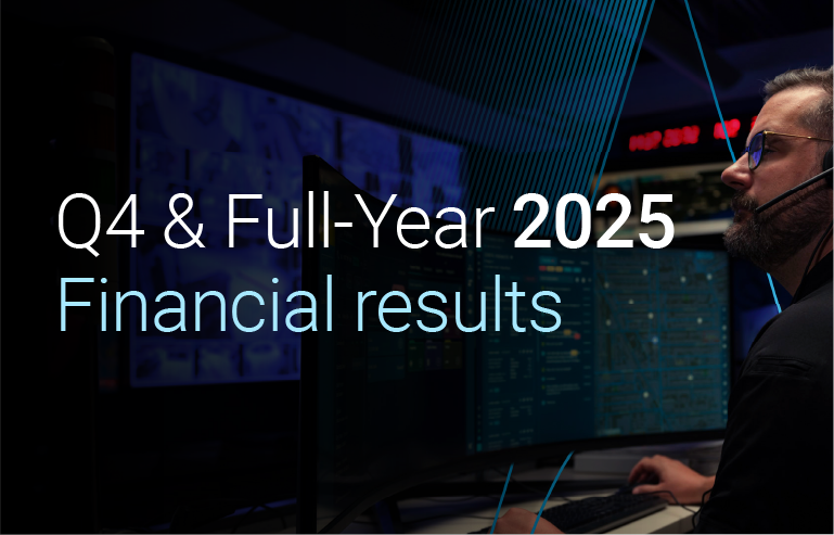 Image of man with headset and advertisement for q4-2025 earnings