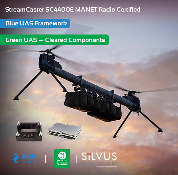 Silvus StreamCaster 4400 MANET Enhanced Radio Certified by DoD for Secure U.S. Military Drone Ops