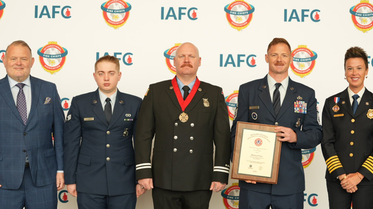 The Ben Franklin Award for Valor was presented to Fire Captain Lawson C. “Gus” Stuart on Aug. 14, 2026 during the Fire-Rescue
