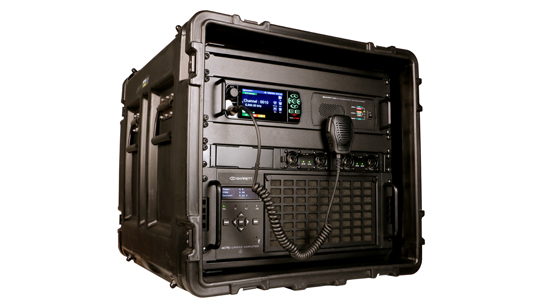 Barrett 4075 high-power HF transmitter, 500-W in rack case