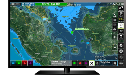 Barrett 4078 3G TAC Command software in map view