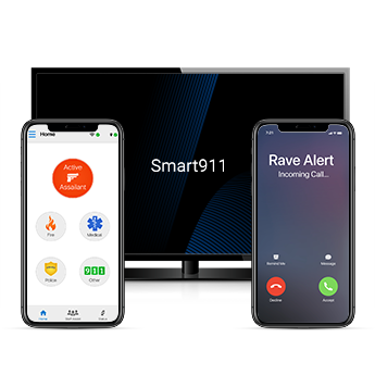 Rave Alert, Smart 911, and Rave Panic Button product images