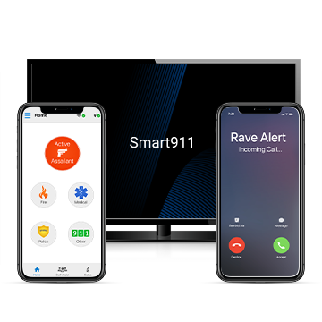 Rave Alert, Smart 911, and Rave Panic Button product images