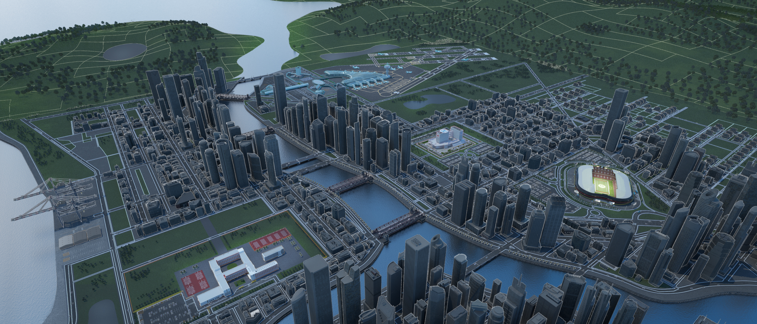 Birds eye view of a city