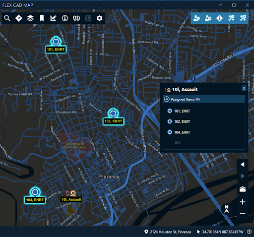 Associated units on GIS map