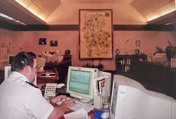 Pete in the Staffordshire Fire control room, 1997
