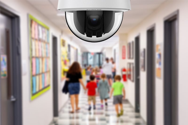 Photo of school hallway with students