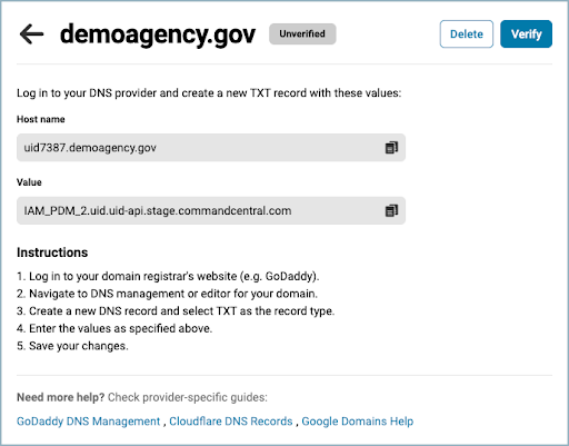 Verified Domains