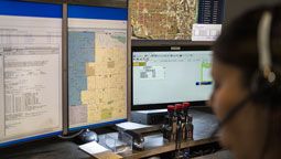 CommandCentral Aware Dispatcher looking at CommandCentral Aware maps on screen