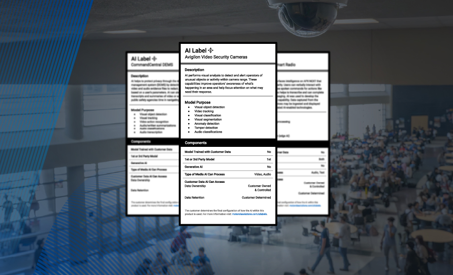 Introducing AI nutrition labels, a first for public safety and enterprise security products