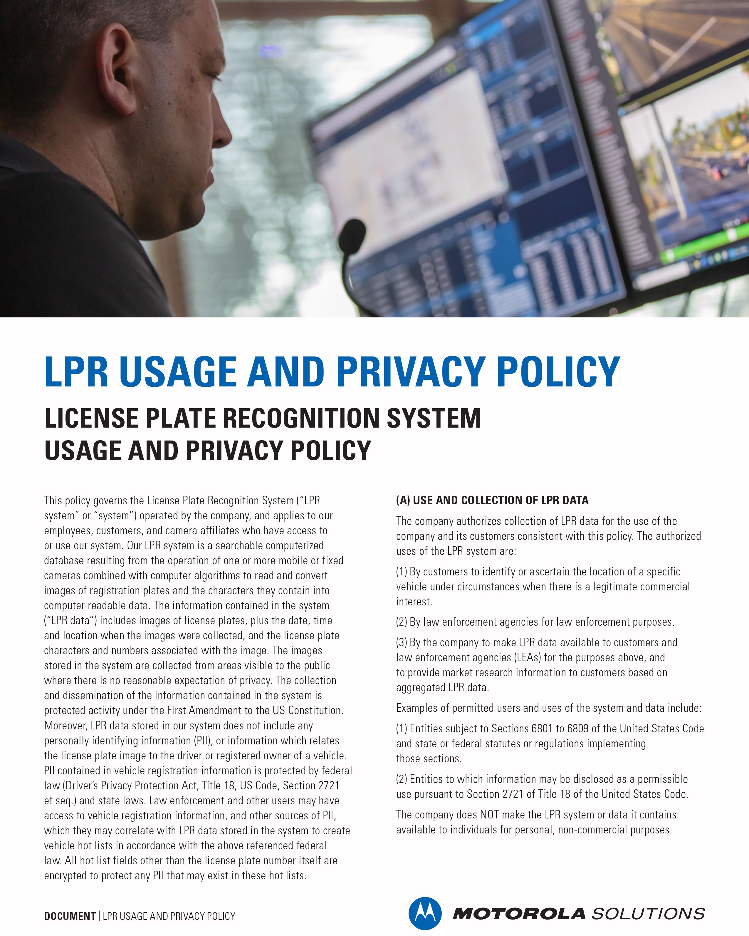 LPR Usage and Privacy Policy