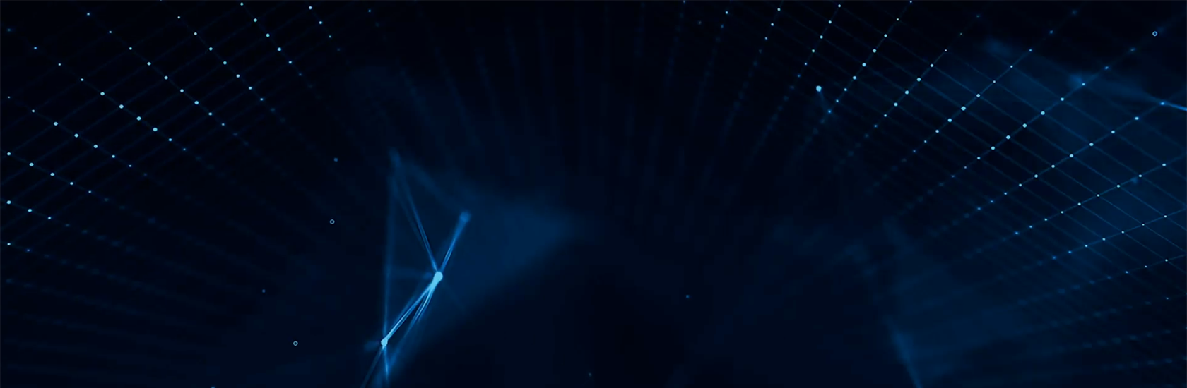 Dark blue background with white dots and a swirl of light blue